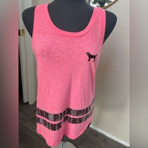 Super Cute!! VS Pink Muscle Tank Sz Medium
Like New!! Hot Pink/Black Sequins